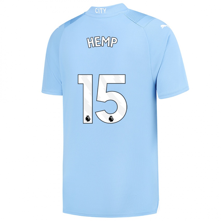 Niño Camiseta Lauren Hemp #15 Azul Claro 1ª Equipación 2023/24 La Camisa