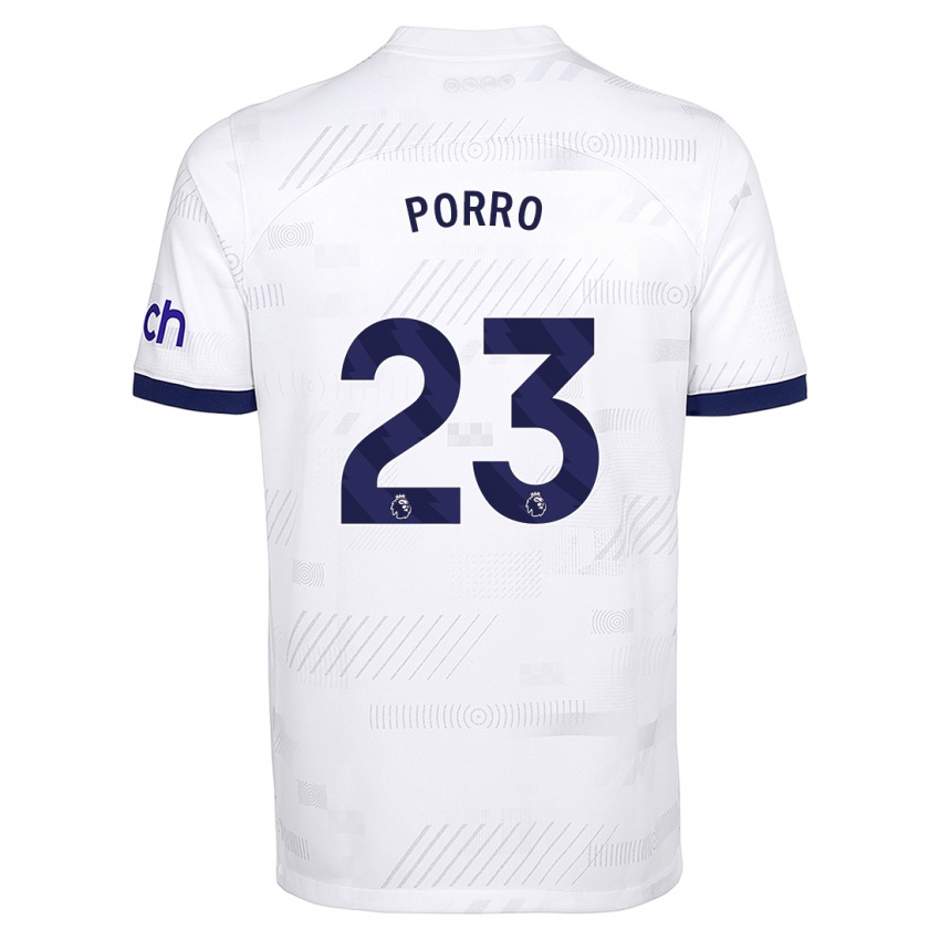 Niño Camiseta Pedro Porro #23 Blanco 1ª Equipación 2023/24 La Camisa