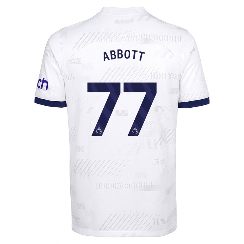 Niño Camiseta George Abbott #77 Blanco 1ª Equipación 2023/24 La Camisa