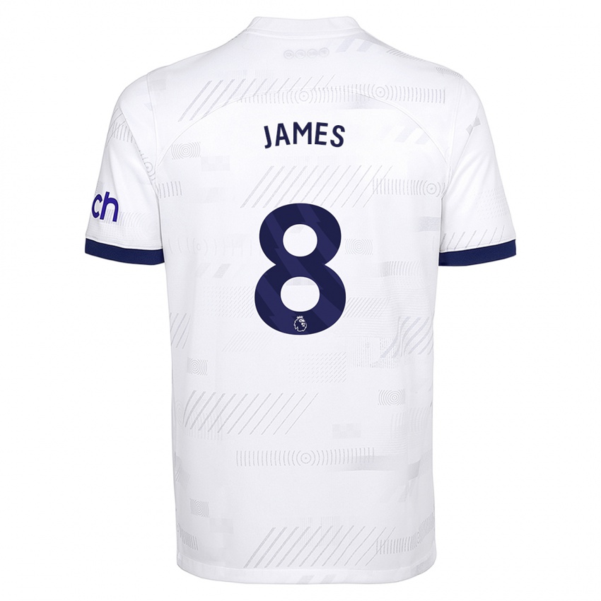 Niño Camiseta Angharad James #8 Blanco 1ª Equipación 2023/24 La Camisa