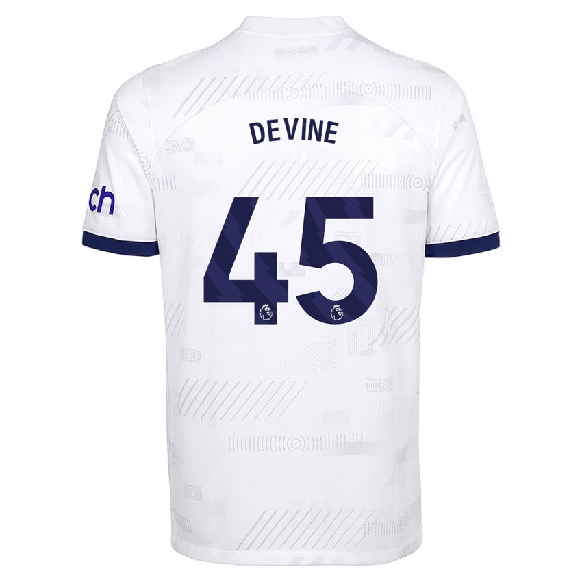 Niño Camiseta Alfie Devine #45 Blanco 1ª Equipación 2023/24 La Camisa