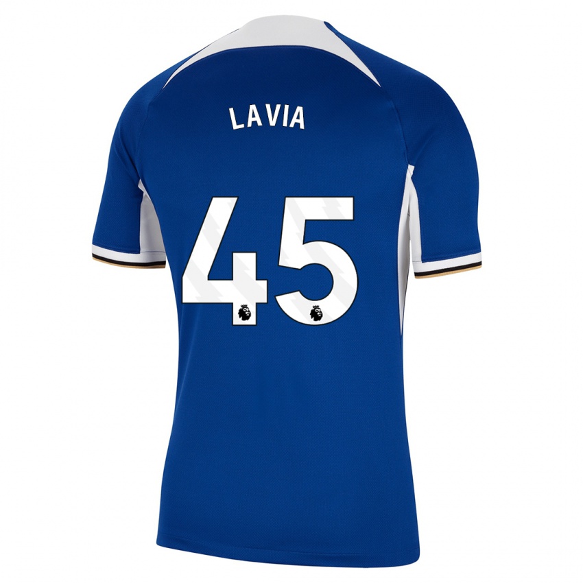 Niño Camiseta Romeo Lavia #45 Azul 1ª Equipación 2023/24 La Camisa