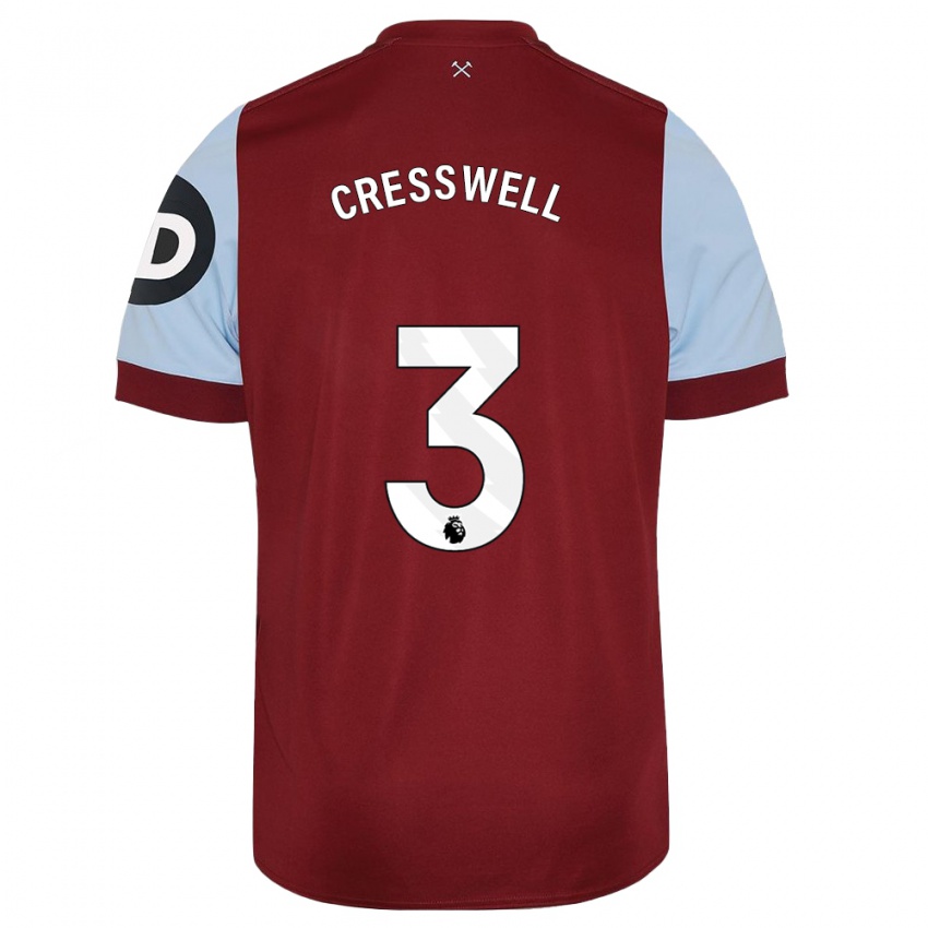 Niño Camiseta Aaron Cresswell #3 Granate 1ª Equipación 2023/24 La Camisa