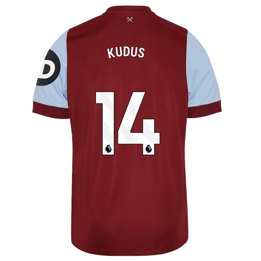 Niño Camiseta Mohammed Kudus #14 Granate 1ª Equipación 2023/24 La Camisa