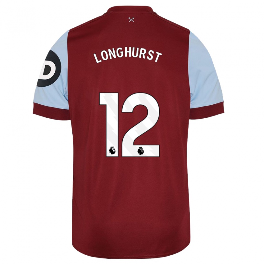 Niño Camiseta Kate Longhurst #12 Granate 1ª Equipación 2023/24 La Camisa