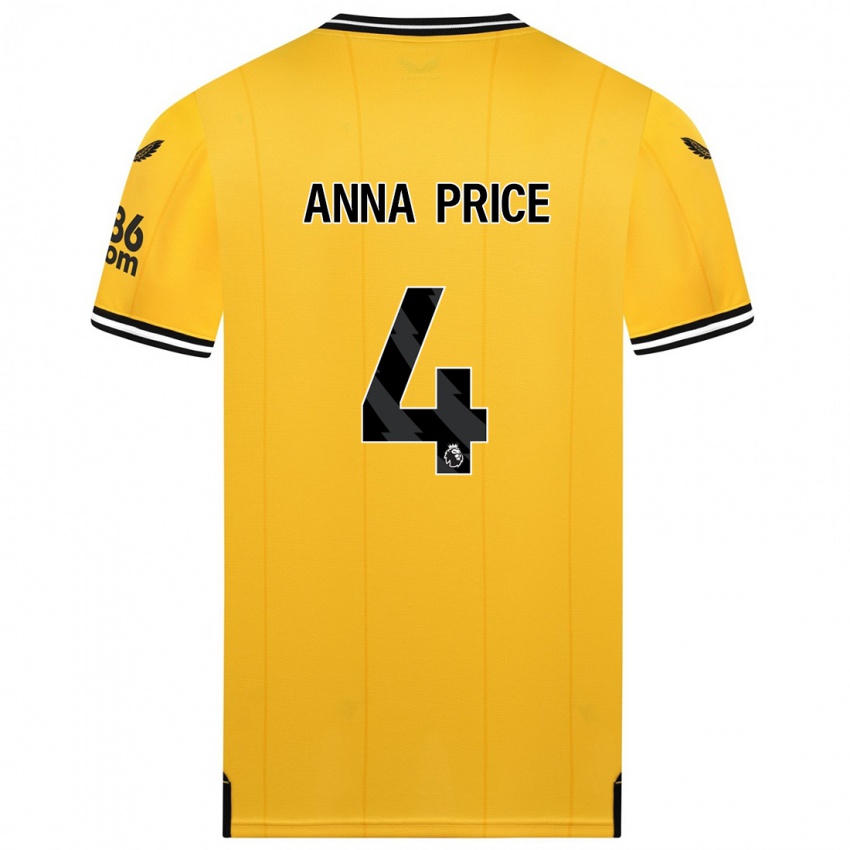 Niño Camiseta Anna Price #4 Amarillo 1ª Equipación 2023/24 La Camisa