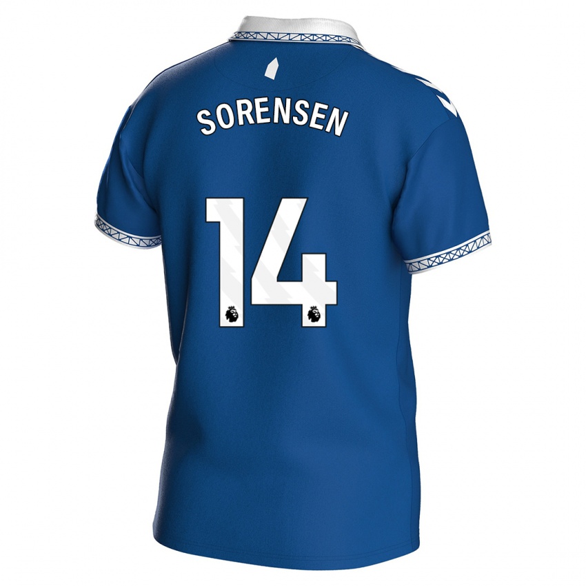 Niño Camiseta Nicoline Sorensen #14 Azul Real 1ª Equipación 2023/24 La Camisa