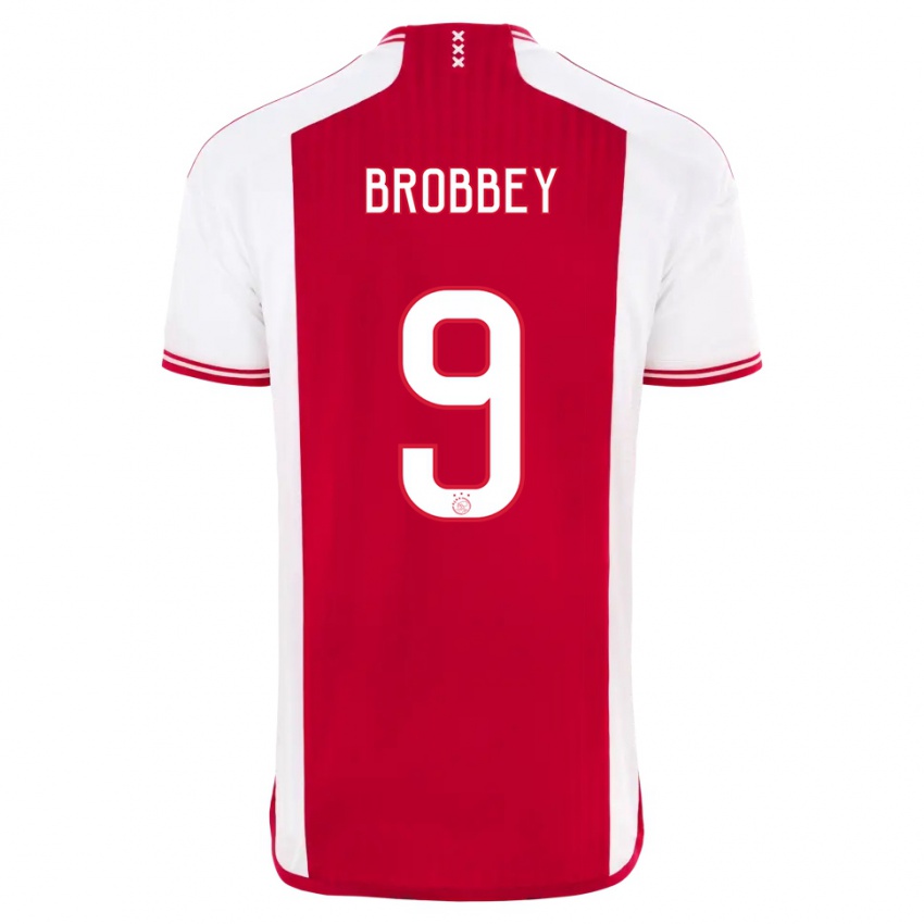 Niño Camiseta Brian Brobbey #9 Rojo Blanco 1ª Equipación 2023/24 La Camisa