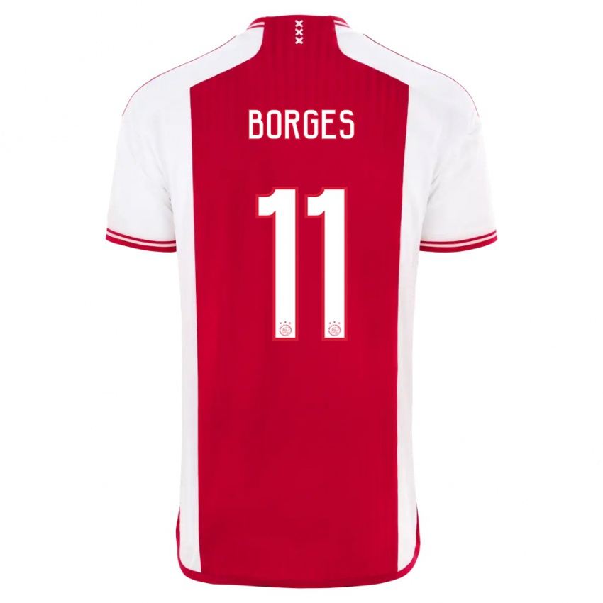 Niño Camiseta Carlos Borges #11 Rojo Blanco 1ª Equipación 2023/24 La Camisa