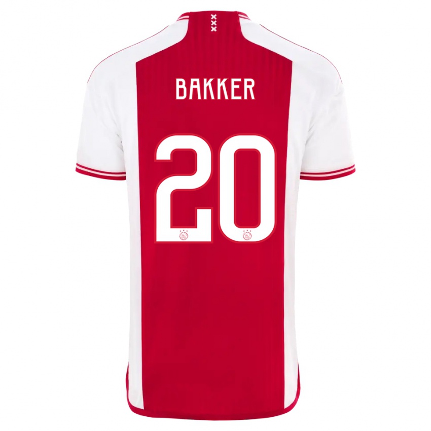 Niño Camiseta Eshly Bakker #20 Rojo Blanco 1ª Equipación 2023/24 La Camisa