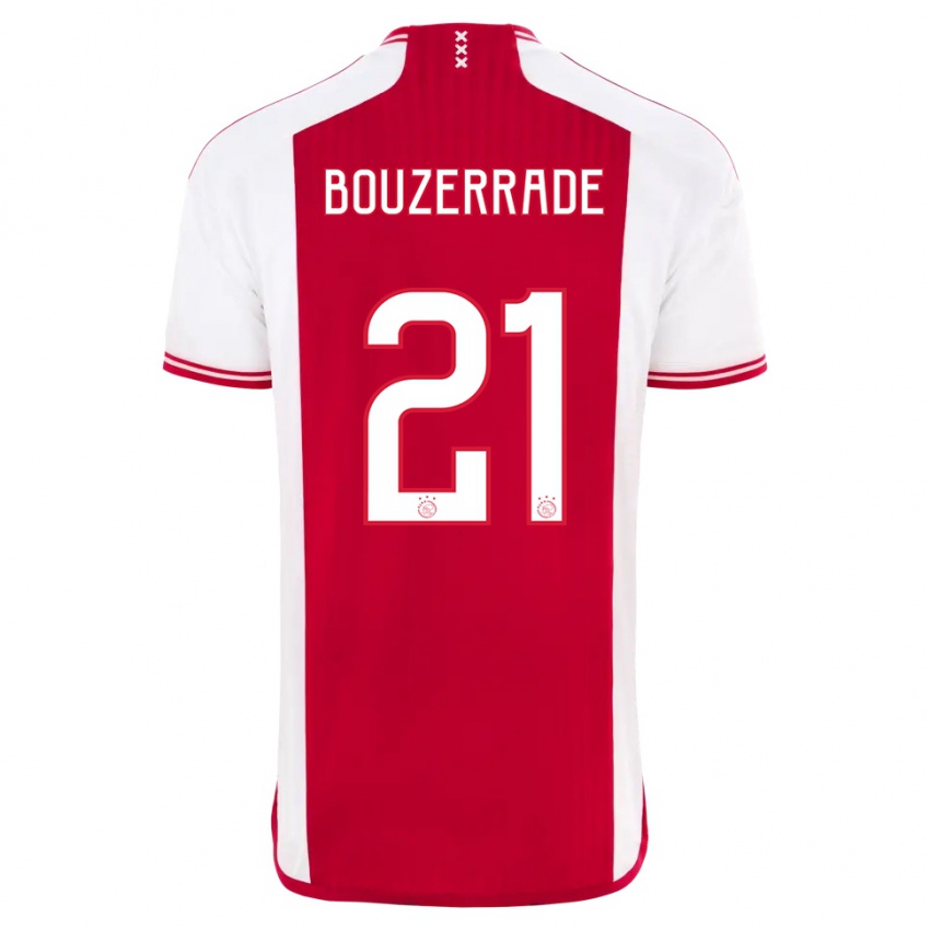 Niño Camiseta Zaina Bouzerrade #21 Rojo Blanco 1ª Equipación 2023/24 La Camisa
