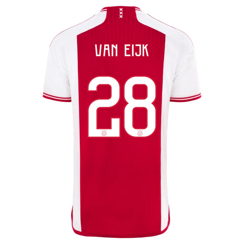 Niño Camiseta Regina Van Eijk #28 Rojo Blanco 1ª Equipación 2023/24 La Camisa