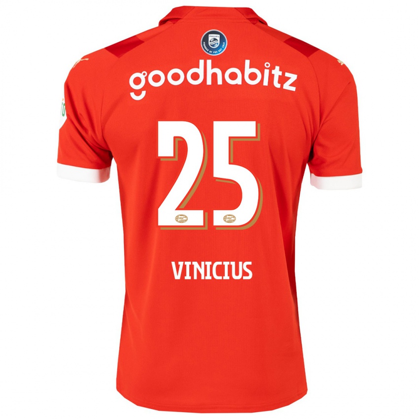 Niño Camiseta Carlos Vinicius #25 Rojo 1ª Equipación 2023/24 La Camisa
