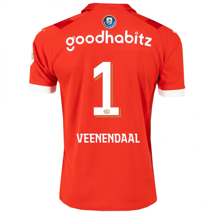 Niño Camiseta Sari Van Veenendaal #1 Rojo 1ª Equipación 2023/24 La Camisa