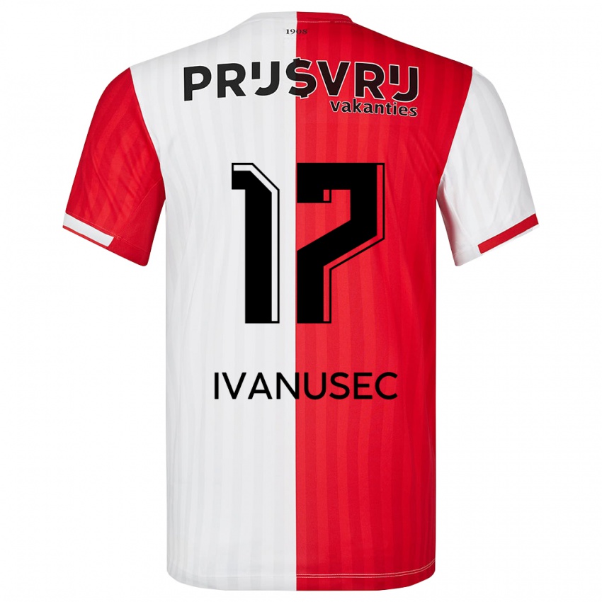 Niño Camiseta Luka Ivanusec #17 Rojo Blanco 1ª Equipación 2023/24 La Camisa