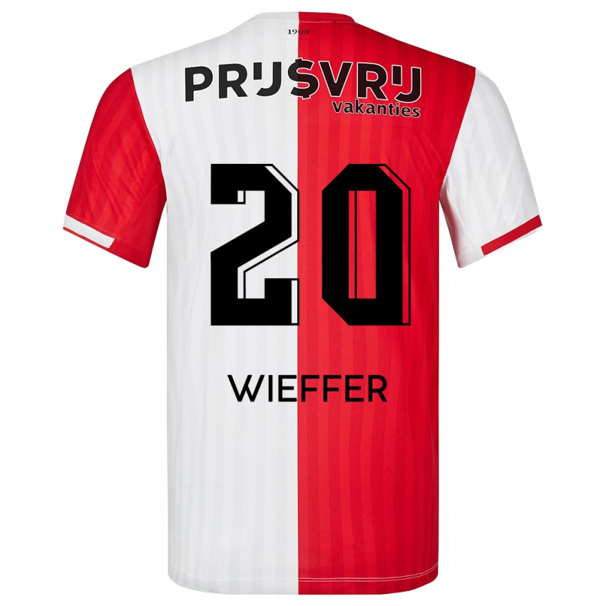 Niño Camiseta Mats Wieffer #20 Rojo Blanco 1ª Equipación 2023/24 La Camisa