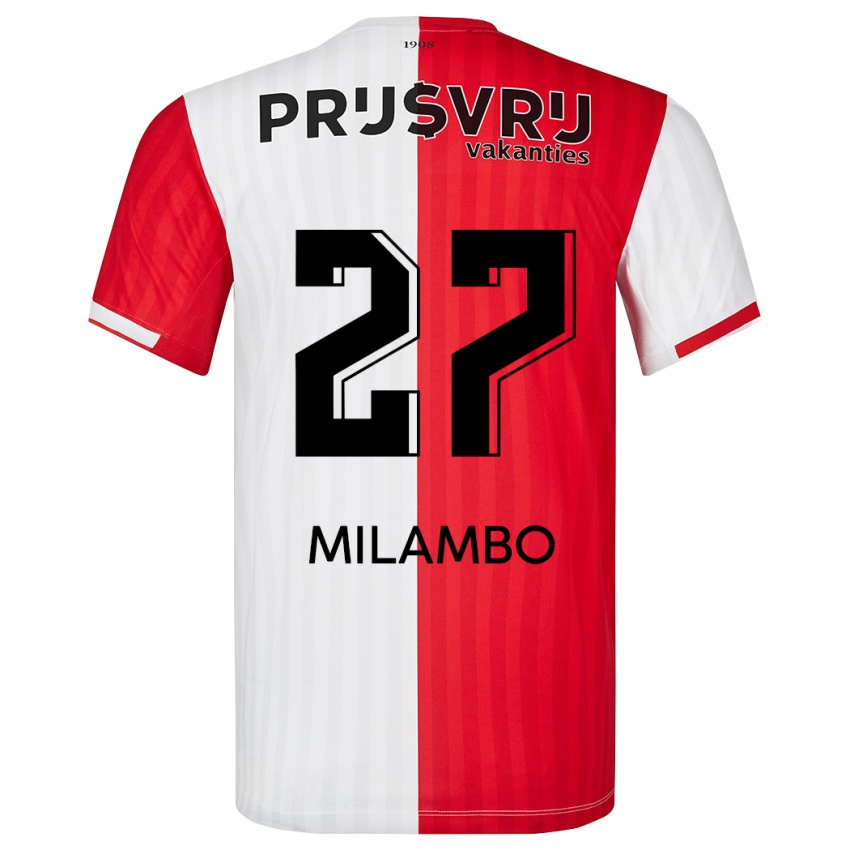 Niño Camiseta Antoni Milambo #27 Rojo Blanco 1ª Equipación 2023/24 La Camisa