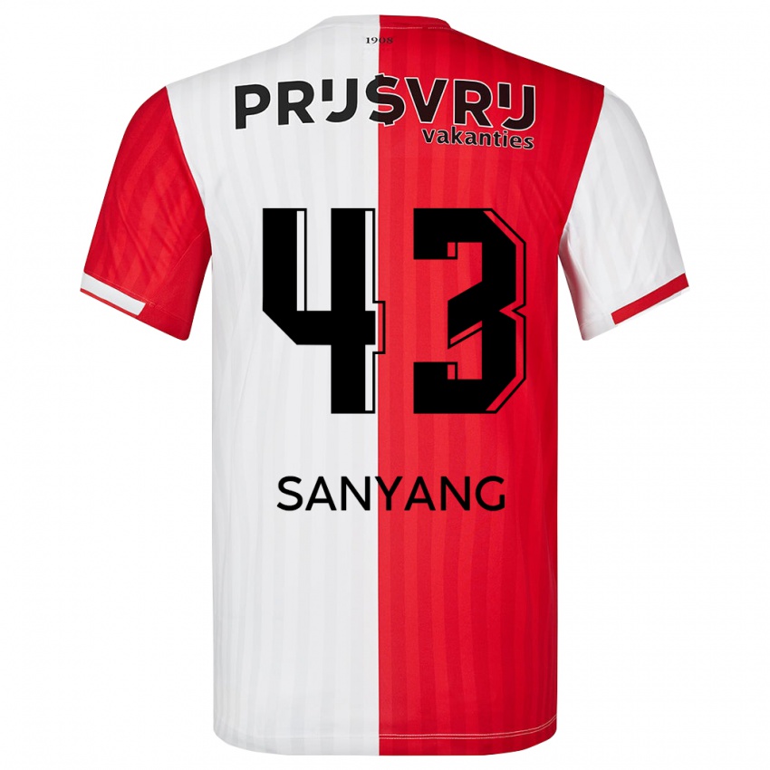 Niño Camiseta Amadou-David Sanyang #43 Rojo Blanco 1ª Equipación 2023/24 La Camisa