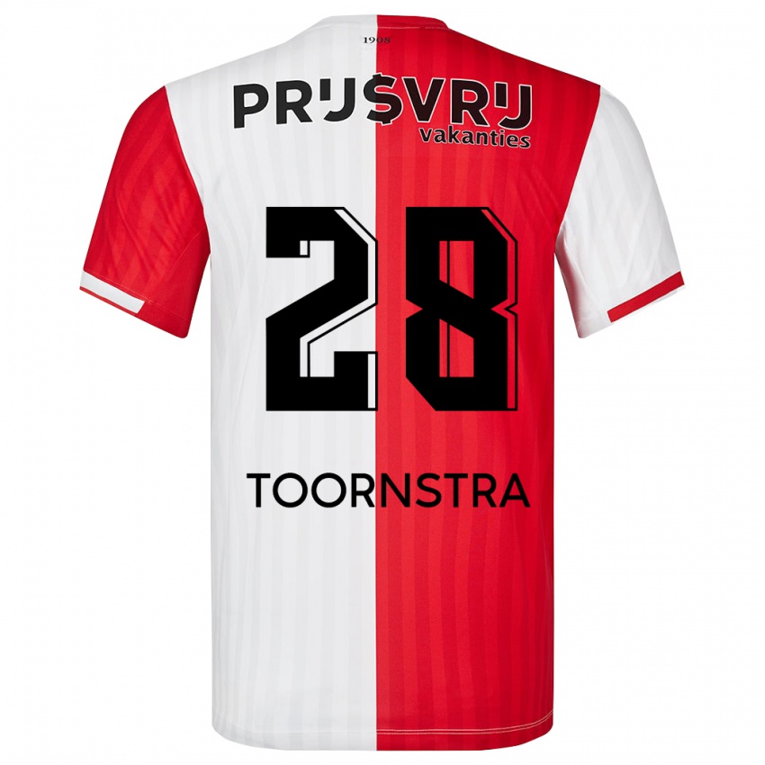 Niño Camiseta Jens Toornstra #28 Rojo Blanco 1ª Equipación 2023/24 La Camisa