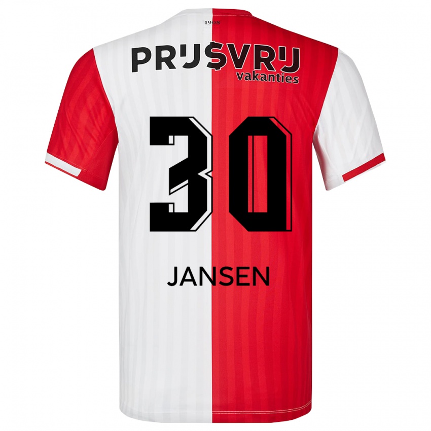 Niño Camiseta Thijs Jansen #30 Rojo Blanco 1ª Equipación 2023/24 La Camisa
