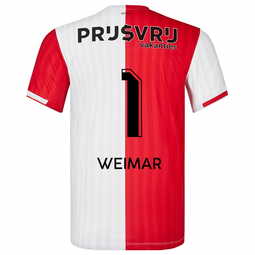 Niño Camiseta Jacintha Weimar #1 Rojo Blanco 1ª Equipación 2023/24 La Camisa
