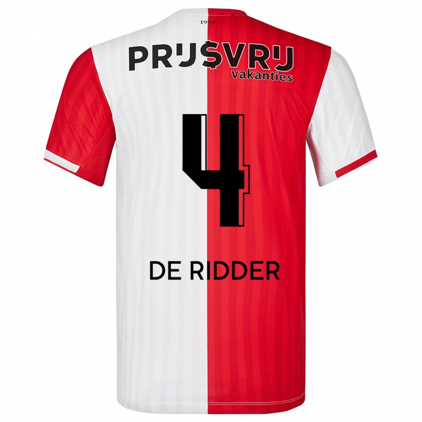 Niño Camiseta Robine De Ridder #4 Rojo Blanco 1ª Equipación 2023/24 La Camisa