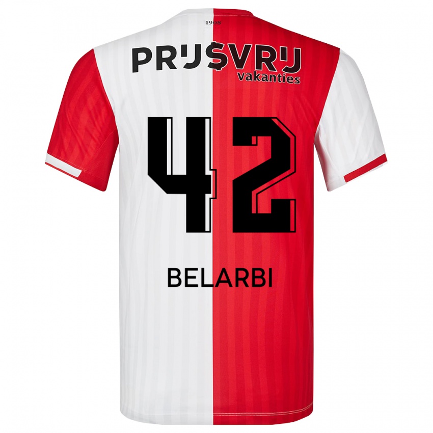 Niño Camiseta Abdel Belarbi #42 Rojo Blanco 1ª Equipación 2023/24 La Camisa