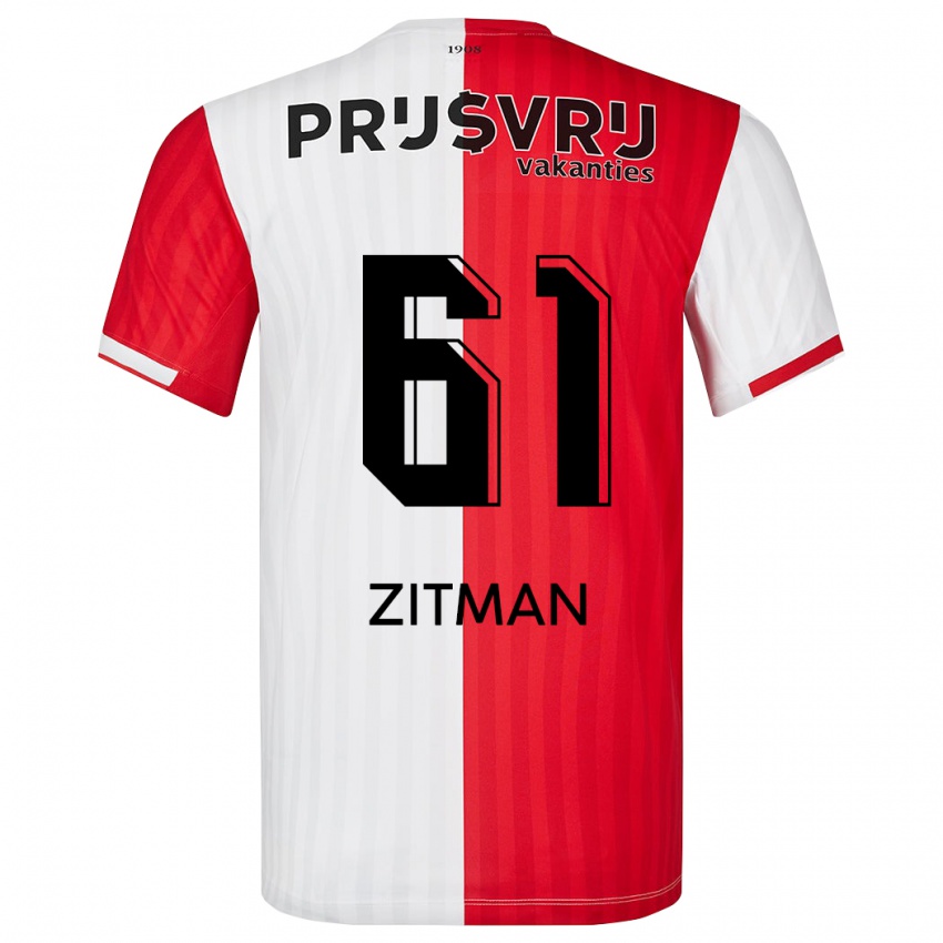 Niño Camiseta Sven Zitman #61 Rojo Blanco 1ª Equipación 2023/24 La Camisa
