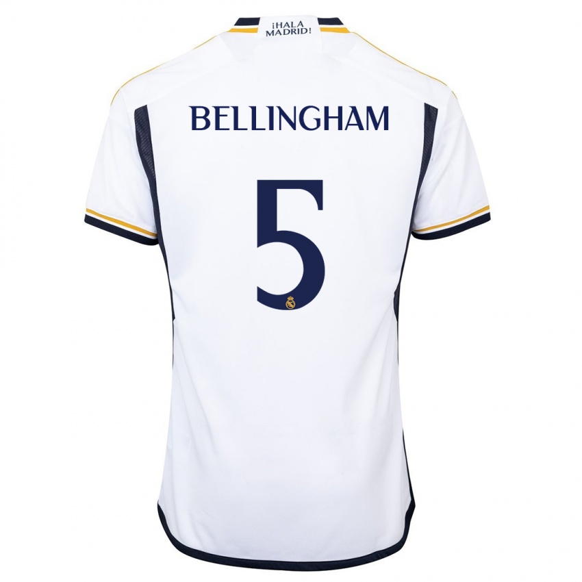 Niño Camiseta Jude Bellingham #5 Blanco 1ª Equipación 2023/24 La Camisa