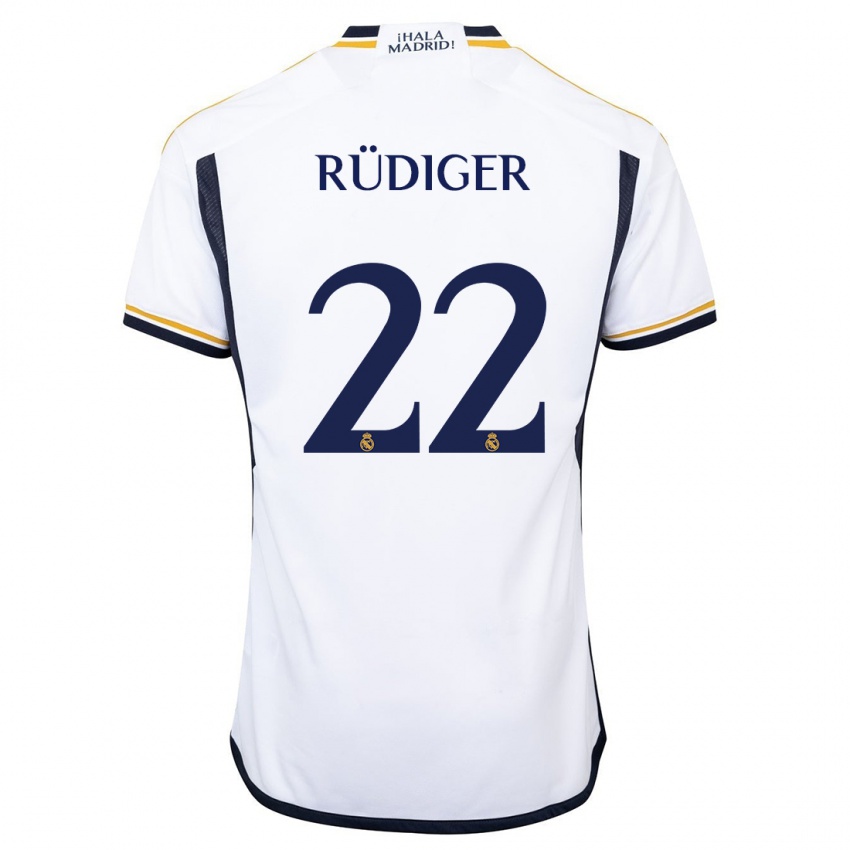 Niño Camiseta Antonio Rudiger #22 Blanco 1ª Equipación 2023/24 La Camisa