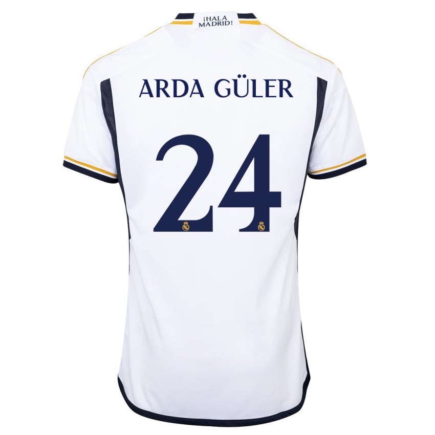 Niño Camiseta Arda Güler #24 Blanco 1ª Equipación 2023/24 La Camisa