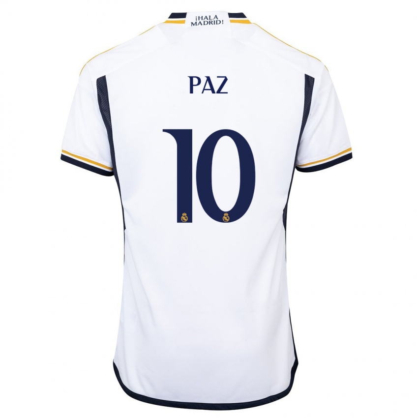 Niño Camiseta Nico Paz #10 Blanco 1ª Equipación 2023/24 La Camisa