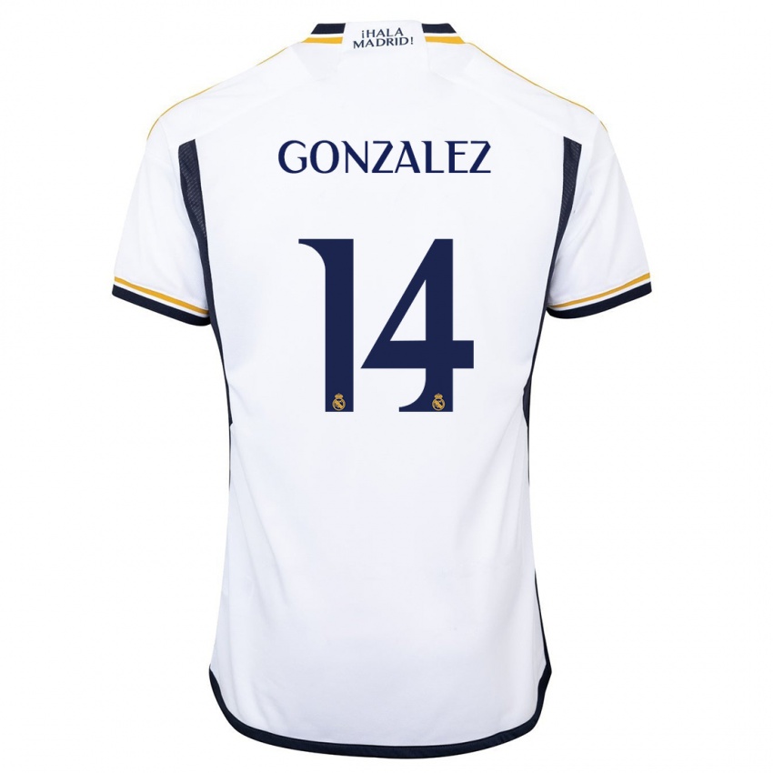 Niño Camiseta David Gonzalez #14 Blanco 1ª Equipación 2023/24 La Camisa
