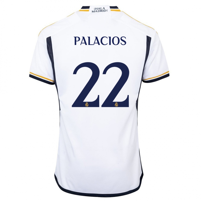 Niño Camiseta Cesar Palacios #22 Blanco 1ª Equipación 2023/24 La Camisa