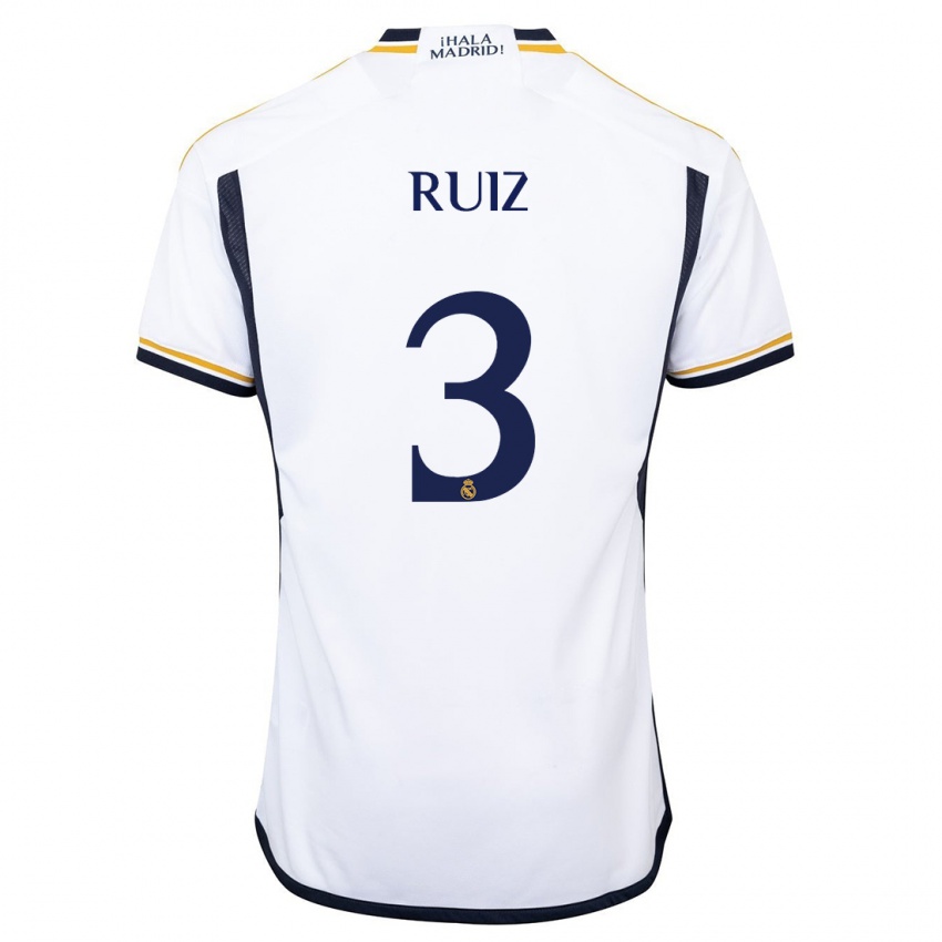 Niño Camiseta David Ruiz #3 Blanco 1ª Equipación 2023/24 La Camisa
