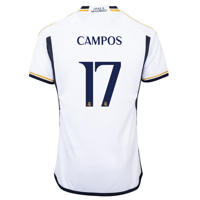Niño Camiseta Andrés Campos #17 Blanco 1ª Equipación 2023/24 La Camisa