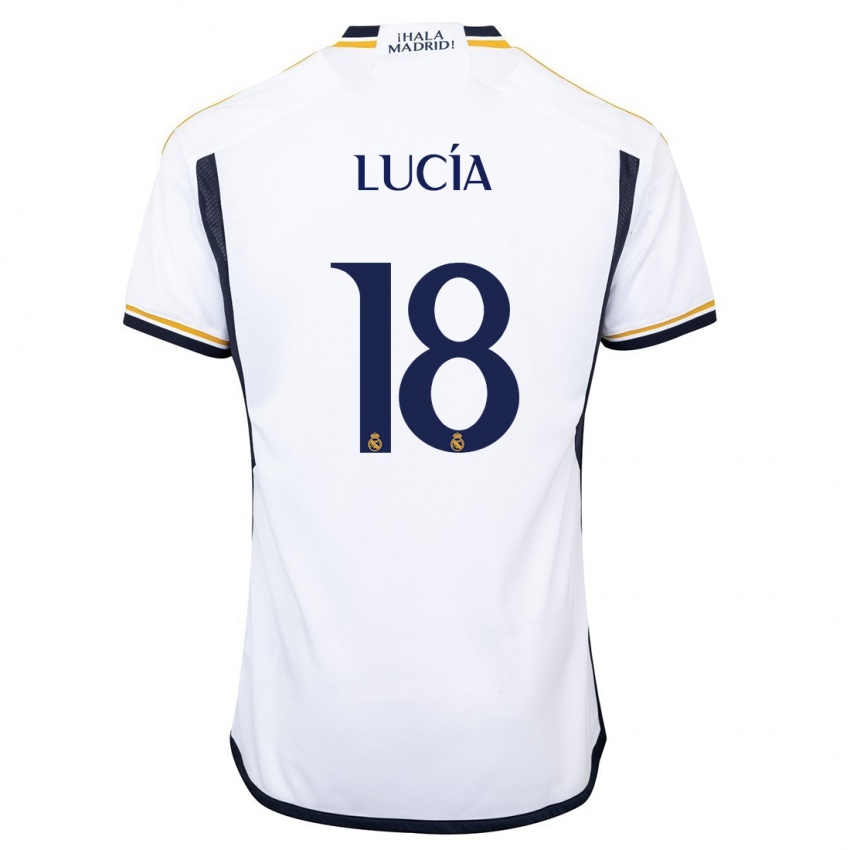 Niño Camiseta Lucia Rodriguez #18 Blanco 1ª Equipación 2023/24 La Camisa