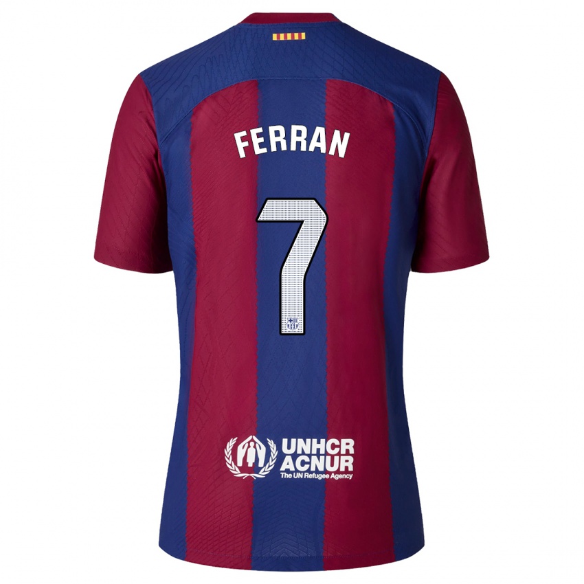 Niño Camiseta Ferran Torres #7 Rojo Azul 1ª Equipación 2023/24 La Camisa