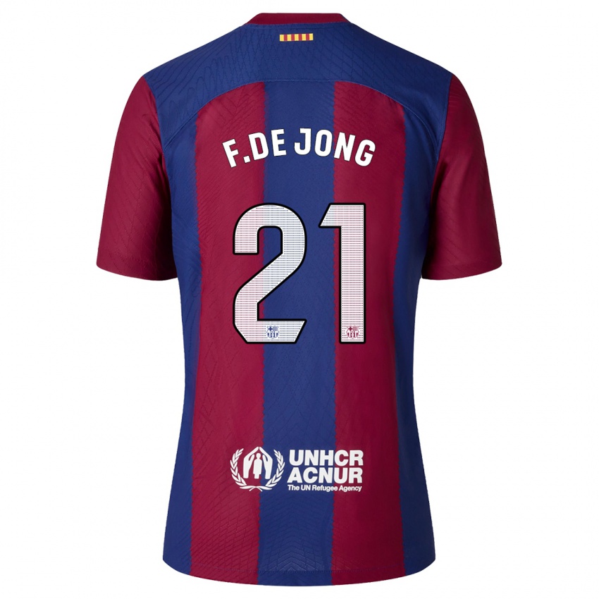 Niño Camiseta Frenkie De Jong #21 Rojo Azul 1ª Equipación 2023/24 La Camisa
