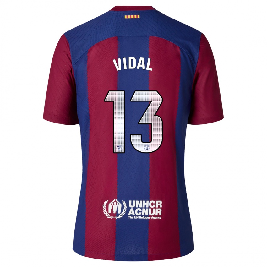 Niño Camiseta Marc Vidal #13 Rojo Azul 1ª Equipación 2023/24 La Camisa