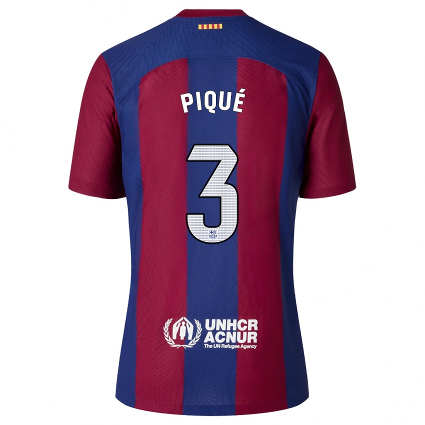 Niño Camiseta Gerard Piqué #3 Rojo Azul 1ª Equipación 2023/24 La Camisa