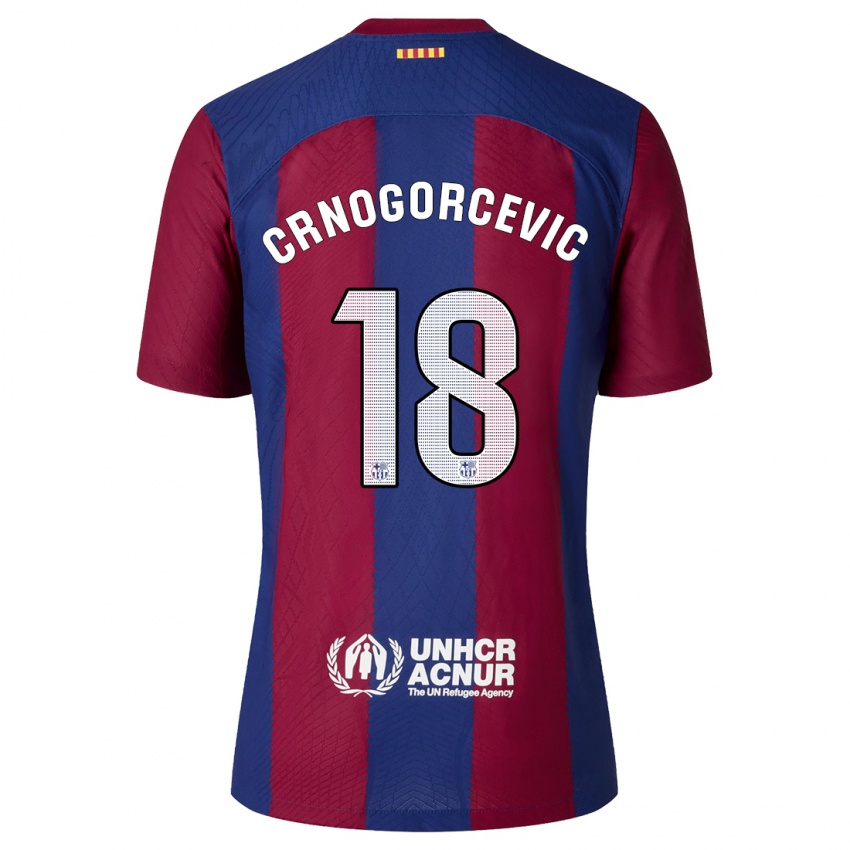 Niño Camiseta Ana-Maria Crnogorcevic #18 Rojo Azul 1ª Equipación 2023/24 La Camisa