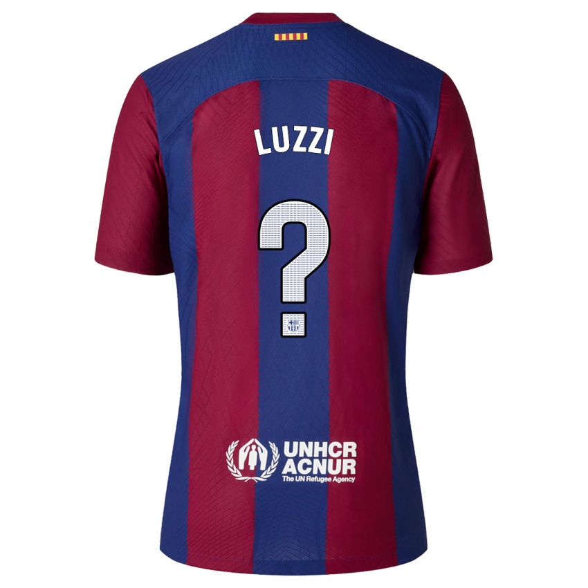 Niño Camiseta Fabian Luzzi #0 Rojo Azul 1ª Equipación 2023/24 La Camisa