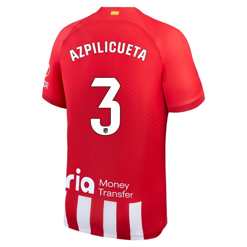 Niño Camiseta César Azpilicueta #3 Rojo Blanco 1ª Equipación 2023/24 La Camisa