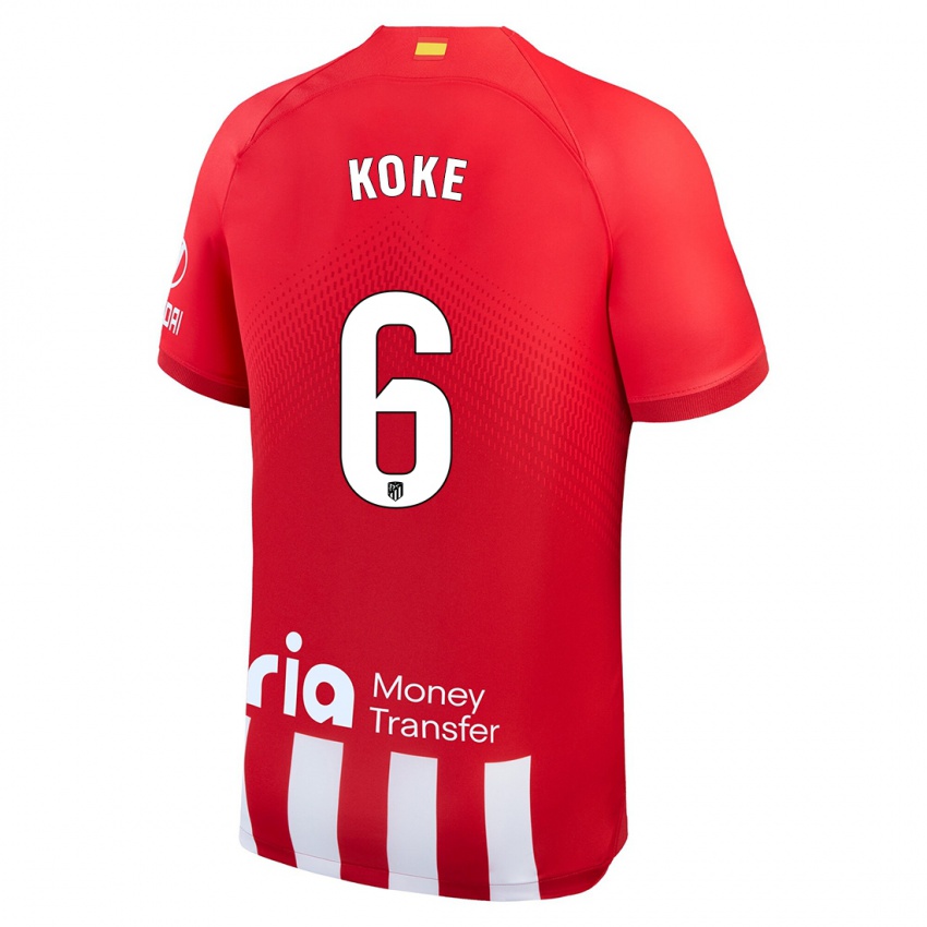 Niño Camiseta Koke #6 Rojo Blanco 1ª Equipación 2023/24 La Camisa