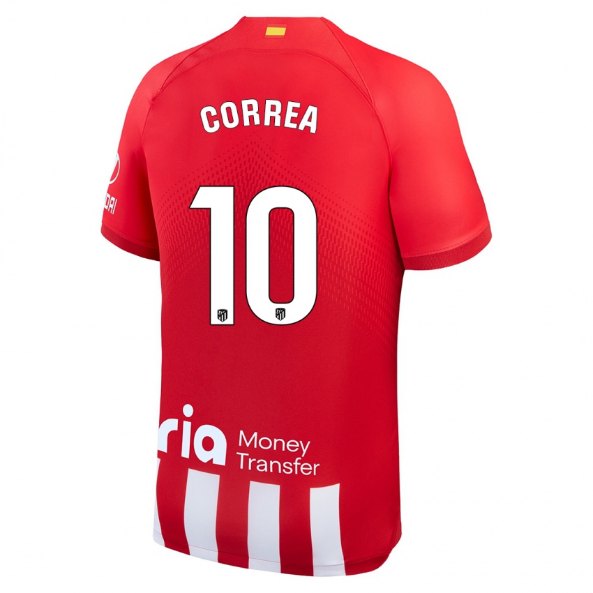 Niño Camiseta Angel Correa #10 Rojo Blanco 1ª Equipación 2023/24 La Camisa