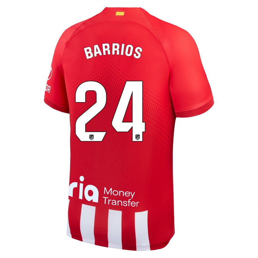 Niño Camiseta Pablo Barrios #24 Rojo Blanco 1ª Equipación 2023/24 La Camisa