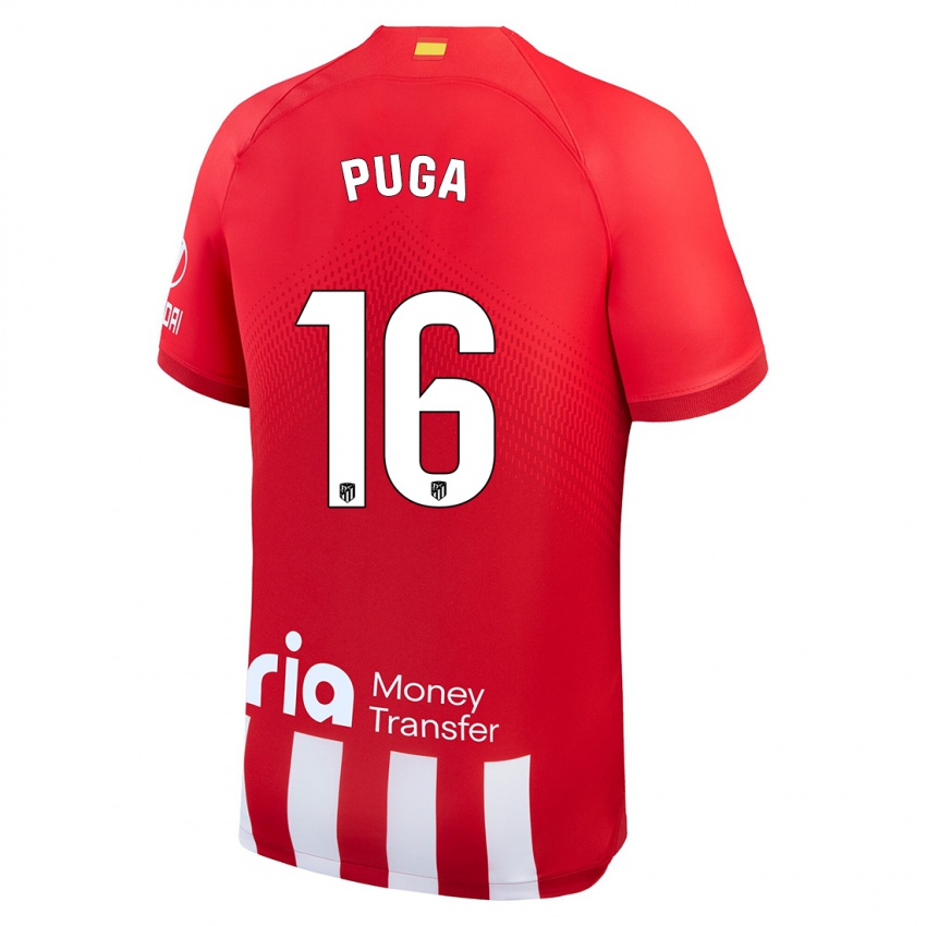 Niño Camiseta Carlos Puga #16 Rojo Blanco 1ª Equipación 2023/24 La Camisa