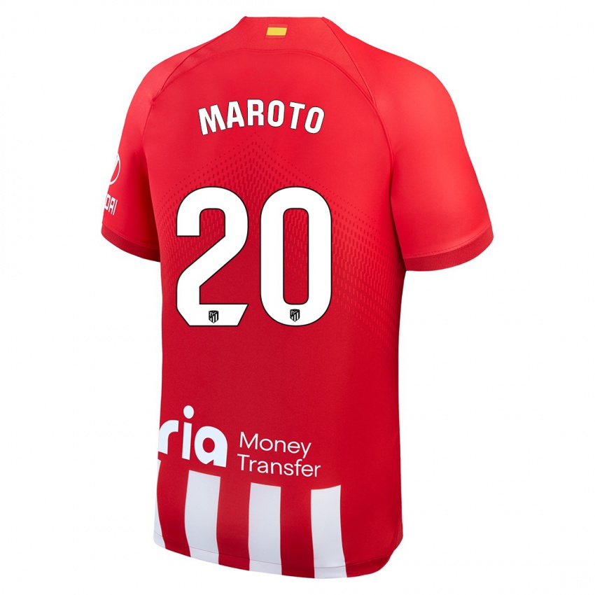 Niño Camiseta Mario Maroto #20 Rojo Blanco 1ª Equipación 2023/24 La Camisa