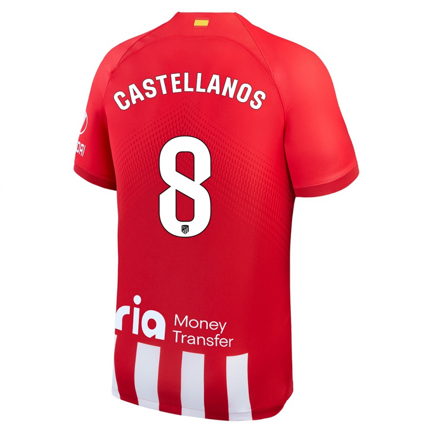 Niño Camiseta Jorge Castellanos #8 Rojo Blanco 1ª Equipación 2023/24 La Camisa